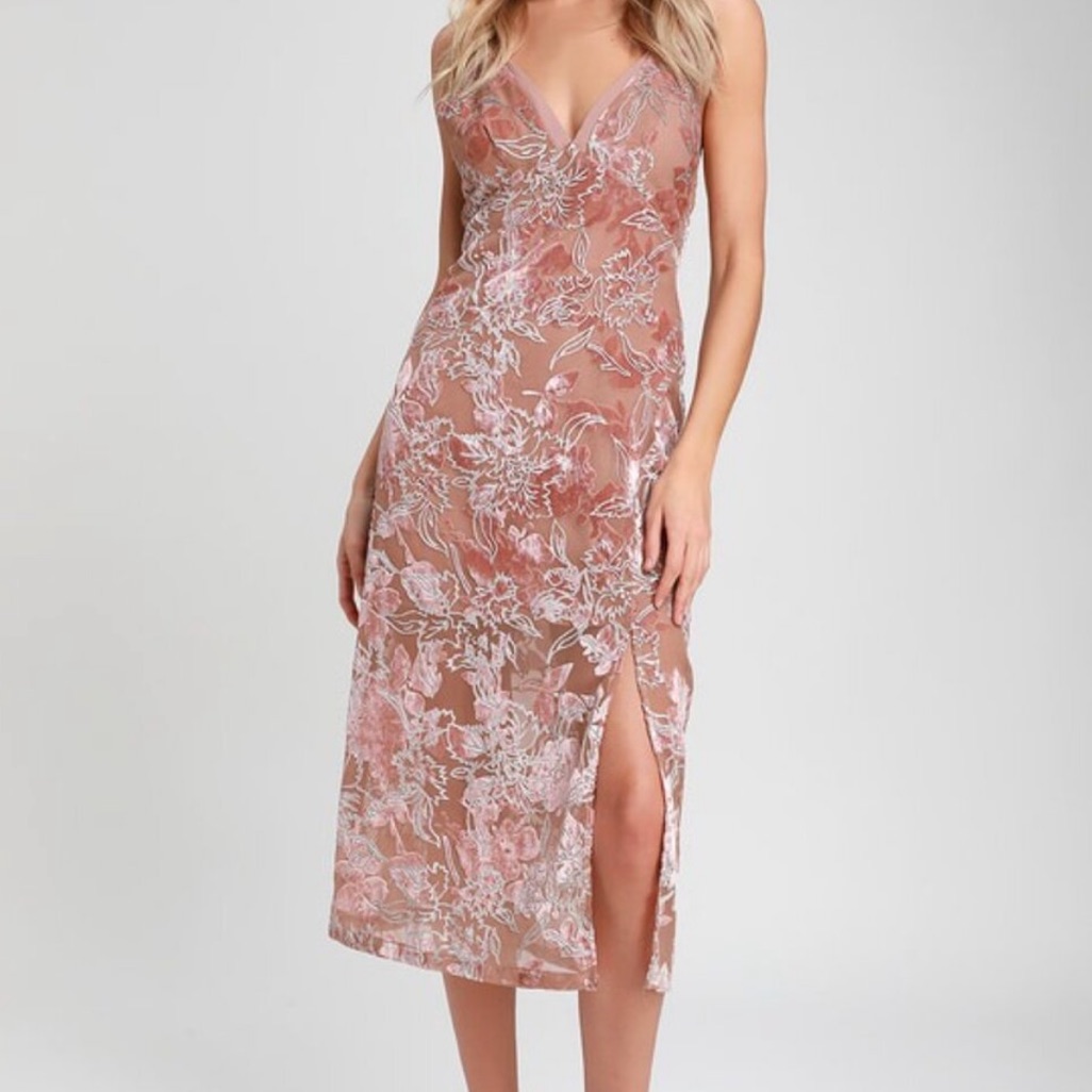 Nwt Lulus Velvet Mesh Overlay Dress - Xs
